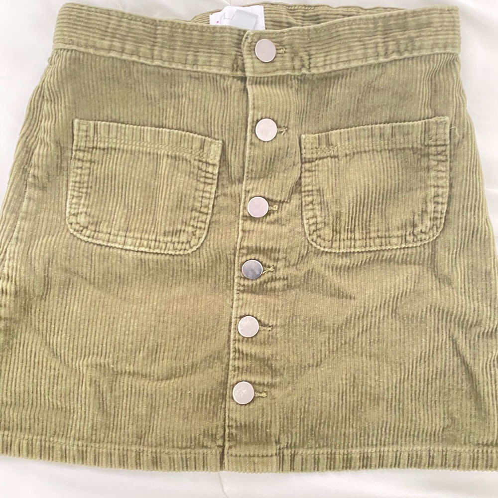 Olive green cargo pants and velvet skirt